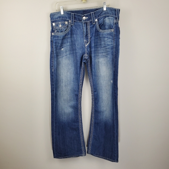 True Religion Boot Cut Jeans Distressed Faded Mens